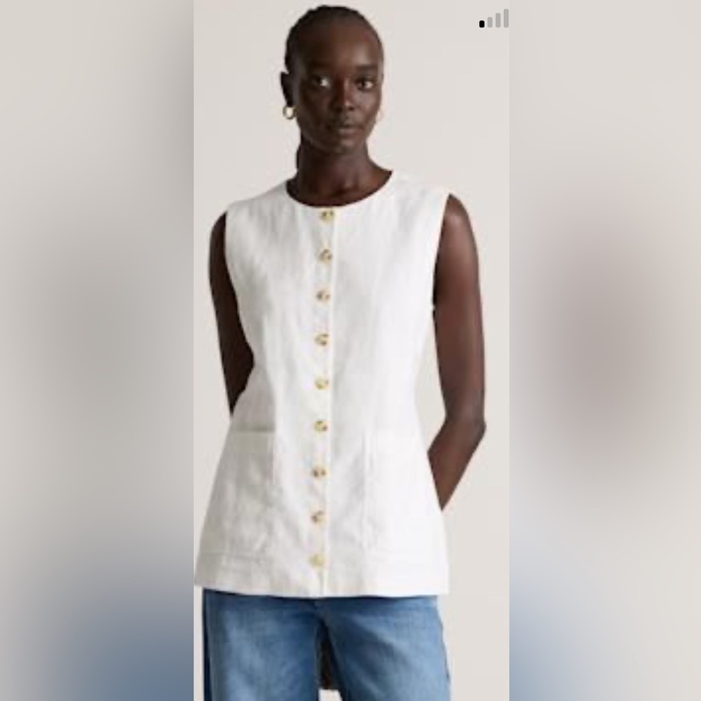 Quince White Sleeveless Blouse